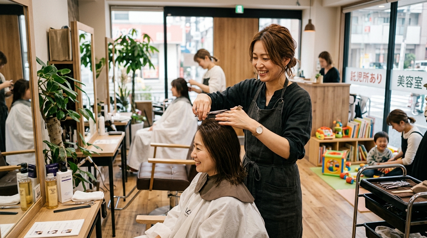 美容師ママの保育園送迎とシフトの両立法|無理なく働くスケジュール術 のメインビジュアル